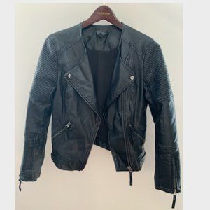 TOPSHOP Black Faux Leather Moto Jacket
